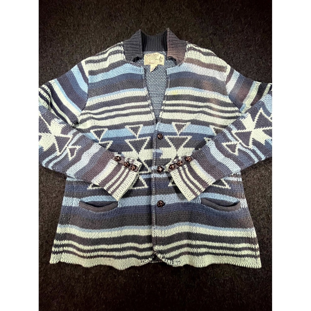 Vintage T.P. Saddle Blanket Trading Co Cardigan Mens M Blue Knitted Southwestern